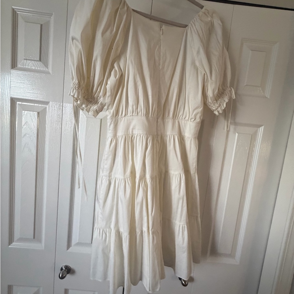 Rachel Parcell Cream Off-White Puff Sleeve Mini Dress